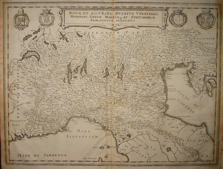 Merian Matthà¤us (1593-1650) Nova et accurata Ducatus Venetiani, Mediolani, Genuae, Mantuae et finitimorum Principatuum delineatio 1640 Francoforte